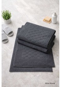 Resim 3lü Pamuklu Ayak Havlusu Seti Kabartma Desenli 50x70 Cm Antrasit Çok Renkli 