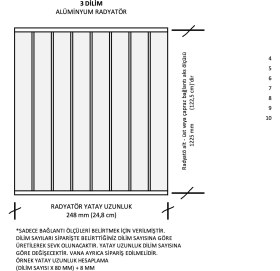 Resim Alurad Alüminyum Panel Radyatör Klasik 1250X240 RAL9010 Kırık Beyaz 