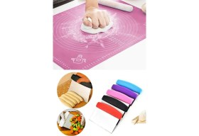 Resim Vi Caro Silikon Hamur Açma Matı ve Hamur Kesme Spatula Seti 