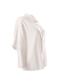 Resim Canel Minimalist Oversize Kısa Kol Gömlek - Gömlek Yaka - Günlük Beyaz 