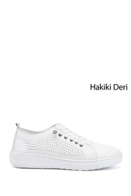 Resim Gönderi(r) Kadın Beyaz Bağcıklı Hakiki Deri Comfort Ayakkabı 