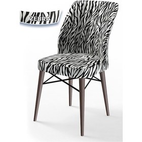 Resim Canisa Flex Serisi, Üst Kalite Mutfak Sandalyesi, 4 Adet Zebra Desen Sandalye, Gürgen Ceviz Ahşap Ayak Sandalye Zebra Desen Ayakları Ceviz 