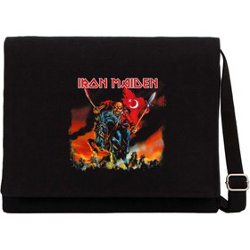 Resim Iron Maiden Türk Siyah Kanvas Postacı Çantası - Siyah 