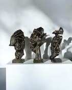 Resim 3'lü İnsan Yüz Dekoratif Biblo Obje - Siyah 