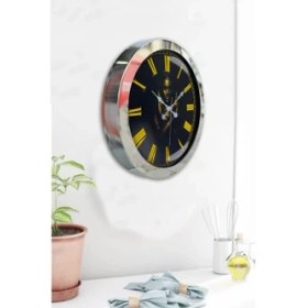 Resim Bahat Krom Çerçeveli Salon Ofis Duvar Saati 36 cm 