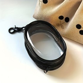 Resim 1 adet şeffaf mini kablo düzenleyici, şarj cihazları için anahtarlık ile seyahat dostu saklama çantası, günlük kullanım ve geziler için uygun [2 renk: siyah/beyaz] 
