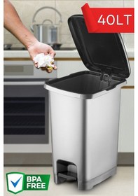 Resim 40 Lt Eco Pedallı Çöp Kovası Antrasit Gri 