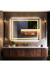 Resim Rectango Günışığı Kumlamalı Lavabo & Banyo Aynası Dokunmatik Sensörlü 100 X 75 Cm 