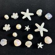 Resim 16 Parça Pembe DIY Çıkarılabilir Ayakkabı Süsleri, Simli Zincirlerle Denizyıldızı ve Kabuk Desenli Dalgalar, Plaj Terlikleri için Mükemmel Dekorasyon, Tatil Hediyesi 