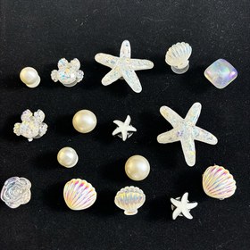 Resim 16 Parça Pembe DIY Çıkarılabilir Ayakkabı Süsleri, Simli Zincirlerle Denizyıldızı ve Kabuk Desenli Dalgalar, Plaj Terlikleri için Mükemmel Dekorasyon, Tatil Hediyesi 