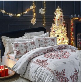Resim Taç Snow Shine Yatak Örtülü Nevresim Takımı Çift Kişilik Kırmızı 