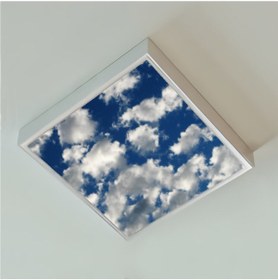 Resim Gökyüzü Panel Yatak Odası Güçlü 60watt 60x60 Büyük Boy Led Avize Bulut Tasarım, Modern Çerçeve 