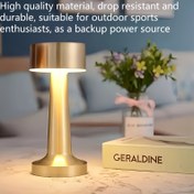 Resim Kompakt Taşınabilir Metal LED Masa Lambası, Kablosuz Metal Masa Lambası, 3 Seviyeli Karartma, Dokunmatik Kontrol Şarj Edilebilir Masa Lambası, 3 Parlaklık Seviyesi Oda Dekoratif Masa Lambası, Yatak Lambası, Restoran Ortam Işığı 