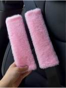 Resim merdümek 2 adet peluş pembe emniyet kemeri kılıfı - emniyet kemeri aksesuarı - araba aksesuarı 
