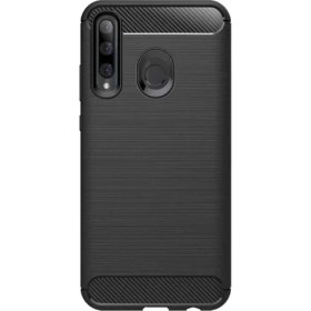 Resim Microcase Huawei Honor 20I Brushed Carbon Fiber Silikon Kılıf - Siyah 