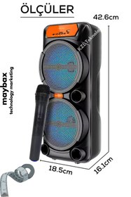 Resim LEERFEI Taşınabilir Bluetooh FM USB TF Kart Destekli RGB Led Işıklı Kablosuz Mikrofonlu Parti Hoparlörü 