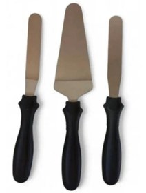 Resim IVORY Paslanmaz Çelik 3 Lü Pasta Seti Eğik Pasta Spatulası Pasta Sıvama Servis Seti 