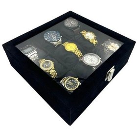 Resim Richbox 9'lu Saat Kutusu Siyah Alcantara Süet 