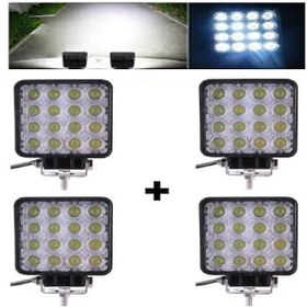 Resim 16 Led Kare 48w Off Road Sis Farı Lambası Projektör 12-24v 4 Adet 