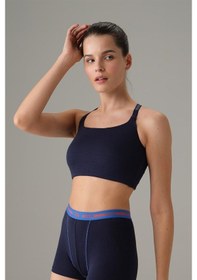 Resim Doreanse Kadın Desteksiz Çapraz Askılı Spor Atlet 5588-lacıvert 
