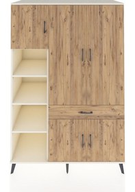Resim Kronos Dolap 8 Raflı Tek Çekmeceli 5 Kapaklı 132x59x195 Aytaşı-çam/çam Atlas Çam/atlas Çam 