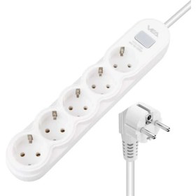 Resim Vea M3LFS- Vea VA-21569 5'li 1.5 mt Kablolu Anahtarli Beyaz Akım Korumali Priz 