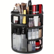 Resim 1 Adet 360° Dönebilen Makyaj Organizatörü - Fırçalar, Rujlar ve Cilt Bakımı İçin Çok Bölmeli Şeffaf Plastik Tezgah Üstü Saklama Ünitesi - Yer Tasarruflu Banyo & Yatak Odası Makyaj Masası, Montaj Gerektirmez, Parlak Yüzeyli, Kararlı Döner Taban, Sağlam Sabit Raflı 