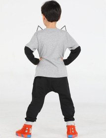Resim Casabony Tilki Baggy Erkek Çocuk Pantolon + T-shirt Takım-gri - Siyah 
