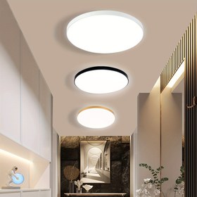 Resim Yatak odası, çalışma odası, mutfak, giyinme odası, hol, merdiven boşluğu, otopark, mağaza ve ofis için 26.92 cm çapında, dim edilemeyen, ultra ince yuvarlak tavan lambası, 6000K beyaz ışıkla modern LED tavan lambası 