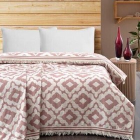 Resim Maxstyle Damask Jakarlı Çift Kişilik Pike Mürdüm 220x240 cm 