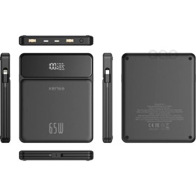 Resim Kensa 65W Kendinden Kablolu Turbo Hızlı Şarj Power Bank Macbook & Notebook Şarj Eder 65 Watt 20,000 Mah 