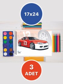 Resim printkonsept 3'lü Set Resim Defteri,küçük Boy Resim Defteri 15 Yaprak,spiralli Resim Defteri 17x25 