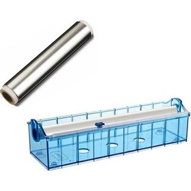 Resim Geseus Sanayi Tip Uzun Metraj Alüminyum Folyo 30 x 110 M 14 Mikron Folyoluk Kesim Aparatlı 