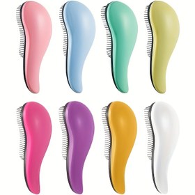 Resim 1 Adet S-Şekilli Plastik Saç Tarağı - Kadınlar & Evcil Hayvanlar için Düğüm Önleyici & Anti-Statik Açıcı Fırça, 6 Canlı Renk (Mavi/Pembe/Mor/Yeşil/Sarı/Beyaz) - Normal Saçlara Nazik, Ev & Kuaför Kullanımı, Evcil Hayvan Bakım Tarağı, Şık Tarak Tasarımı, Pürüzsüz Bitiş, Dayanıklı Saç Fırçası, Profesyonel Stilistler İçin 