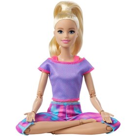 Resim Barbie Sonsuz Hareket Bebeği, Sarışın Desenli Taytlı GXF04 