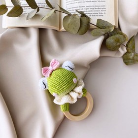 Resim Amigurumi Kurbağa Uyku Arkadaşı - Pembe / Çıngırak 