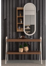 Resim Çok Amaçlı Aynalı Takı Dolabı Mdf Kapak - Çam - Oval Çerçeve 