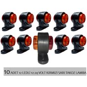 Resim 10 Adet 12 Ledli Mini Takoz Lamba 12-24 Volt Sarı Kırmızı 