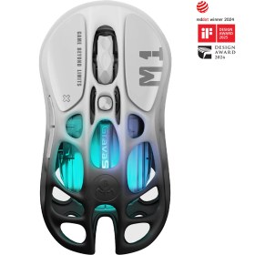 Resim Gravastar Mercury M1 Pro RGB 26K DPI Optik Gaming Mouse, Kablosuz, Magnezyum Alaşımlı, Programlanabilir 5 Tuşlu, Siyah-Beyaz 