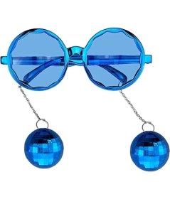 Resim Mavi Renk Disko Toplu Küpeli Parlak Yılbaşı Parti Gözlüğü 