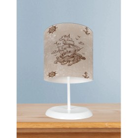 Resim Mekta Home Bebek ve Çocuk Odası Korsan Gemi ve Dümen Desenli Abajur 