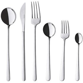 Resim 12 Kişilik Milano Saten 72 Parça Kutulu Çatal Kaşık Bıçak Takımı Gri 