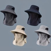 Resim 1 Şık 360° Güneş Koruma Şapkası - Balıkçılık, Yürüyüş ve Bisiklet için Entegre Boyun Korumalı, Çıkarılabilir Yüz Maskeli Nefes Alabilen Geniş Kenarlı Şapka 