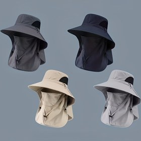 Resim 1 Şık 360° Güneş Koruma Şapkası - Balıkçılık, Yürüyüş ve Bisiklet için Entegre Boyun Korumalı, Çıkarılabilir Yüz Maskeli Nefes Alabilen Geniş Kenarlı Şapka 