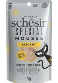 Resim Schesir Special Mousse Tavuklu Ve Ördek Ciğerli Pouch Yetişkin Konserve Kedi Maması 1 Adet 70 Gr 