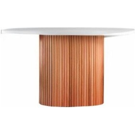 Resim Luna Oval Natural Ahşap Bohem Masa 80x150 Naturel - Beyaz 