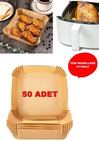 Resim Vwear Airfryer Pişirme Kağıdı XL-XXL Büyük Boy 50 Adet Hava Fritöz Kağıdı Fırın Kağıdı Tek Kullanımlık 