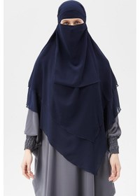 Resim Altobeh Hazır Pratik Şifon Üç Katlı Peçeli Üçgen Hac Umre Şalı Sufle Hijab Nikap Lacivert 