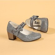 Resim Kiko 752 Çupra Günlük Kız Çocuk 4 Cm Topuk Babet Ayakkabı Platin Platin 