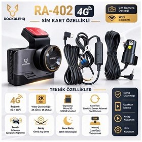 Resim Rockalpha Araç Kayıt Kamerası - Ra-402 Uzaktan İzlemeli Sim Kartlı 4g Ön Ve Arka Araç Kayıt Kamerası 